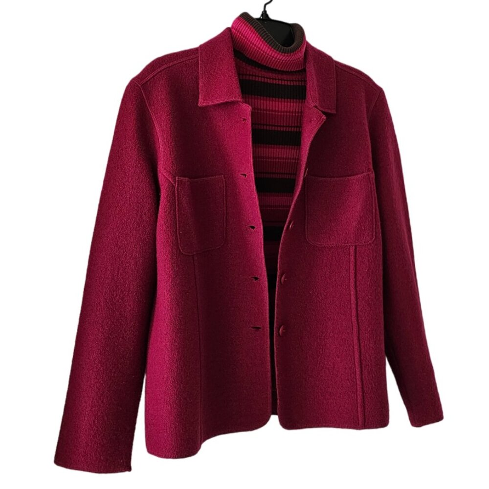 Petite Sophisticate 100% Boiled Wool Jacket | Like New | SP | Raspberry Pink - Picture 4 of 15